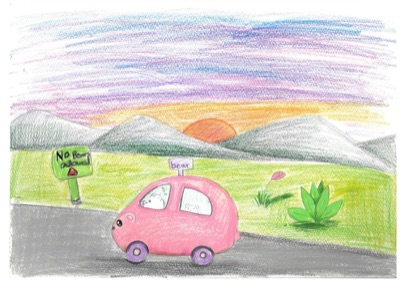 Watercolor painting on the way to Yosemite