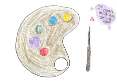 Still life painting of painting tools